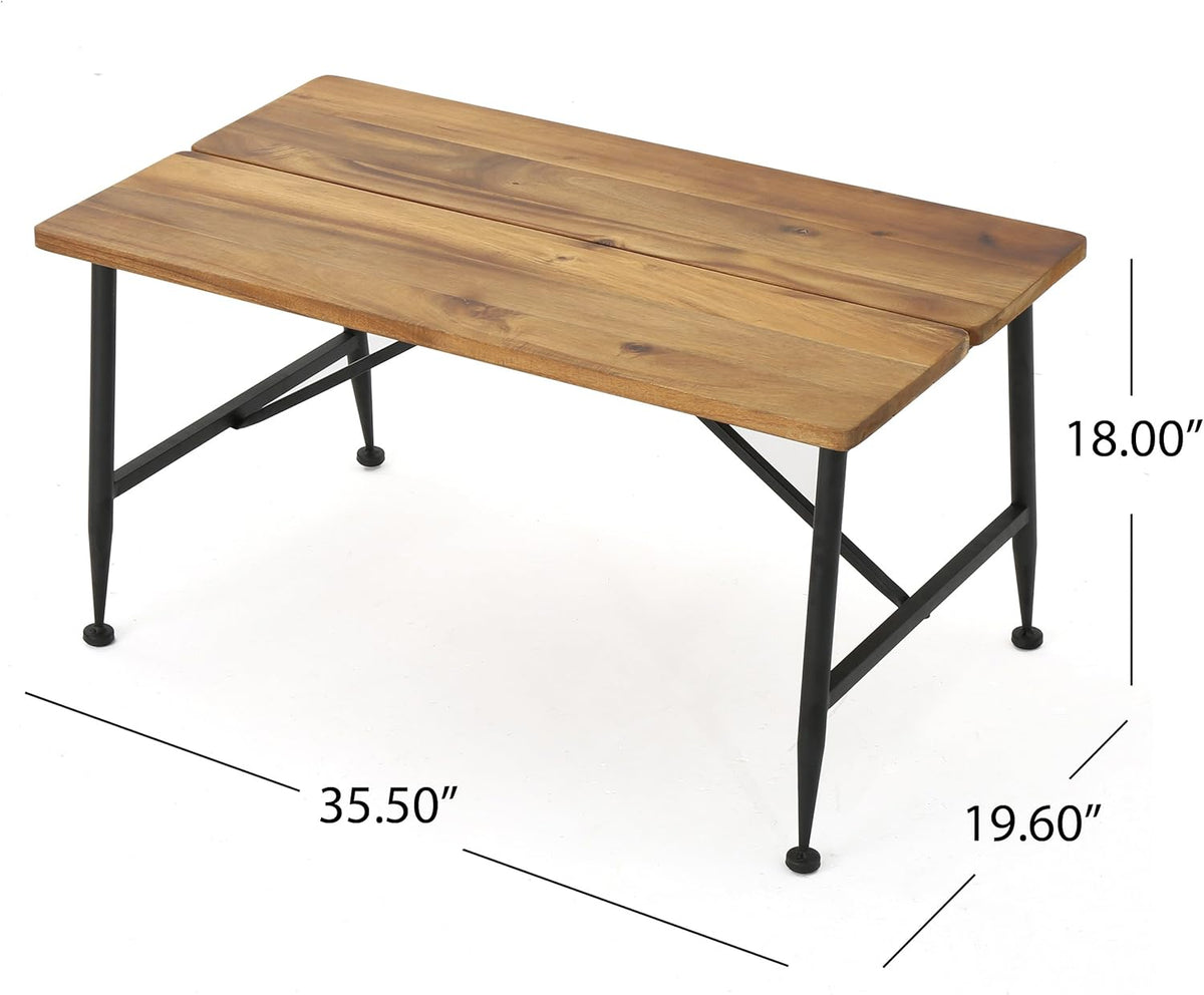 Industrial Acacia Wood Coffee Table with Iron Accents M9715