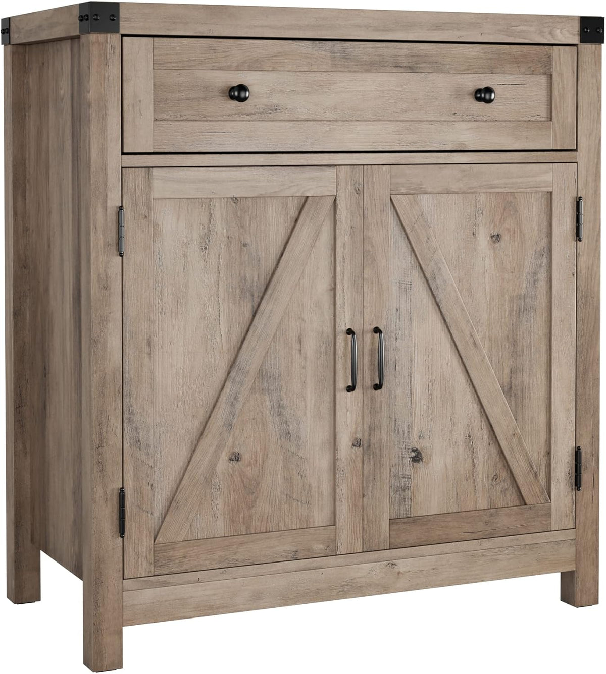 Gray Wood Storage Cabinet with Drawer and Shelf D9832