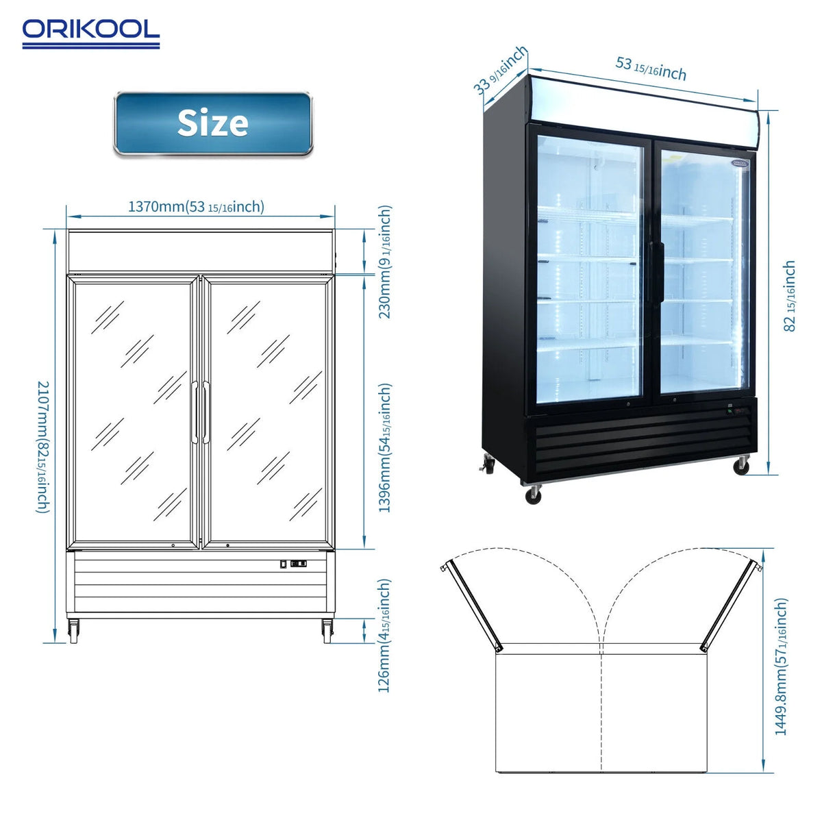 2 Glass Door Refrigerator Cooler F91401