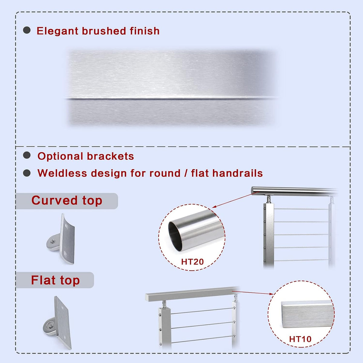 4 Pack Stainless Steel Brushed Cable Railing Post K614586