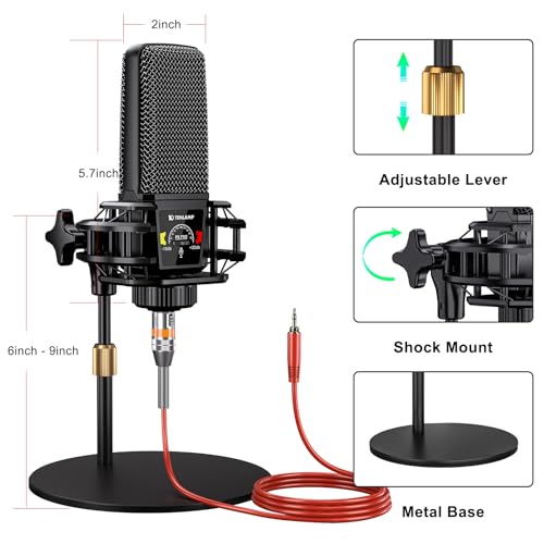 Podcast Microphone Bundle with Live Sound Card Audio Mixer, 3.5mm Condenser Microphone, Sound Board with Voice Changer H407