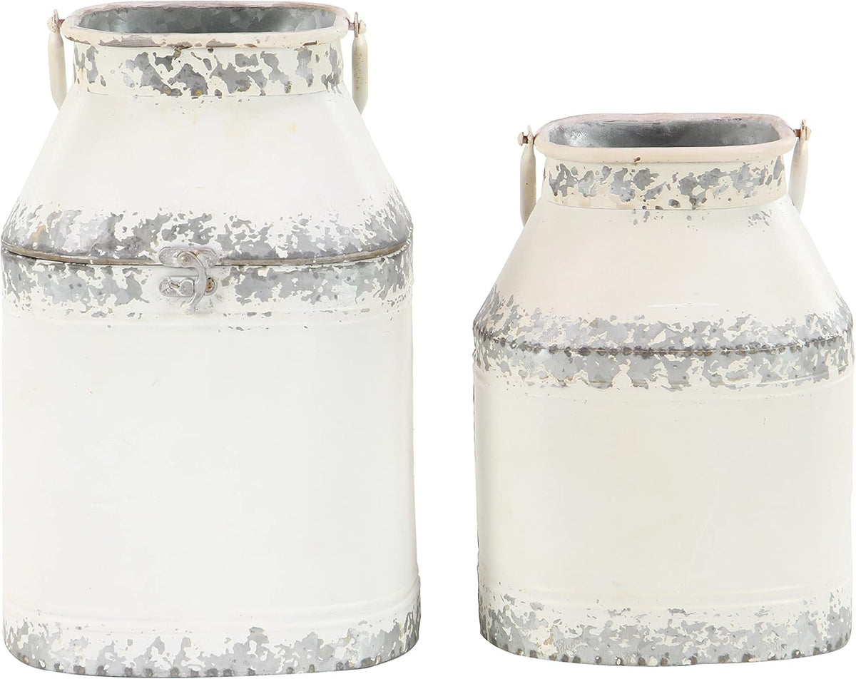 White Decorative Milk Can Pack of 2 T5955