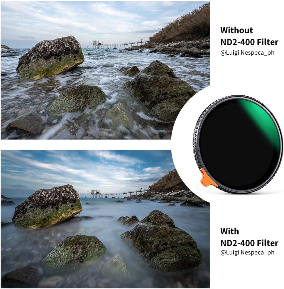 52mm Variable ND Filter ND2-ND400 with Multi-Layer Coatings AGC Glass Neutral Density Filter Pack of 2 S922