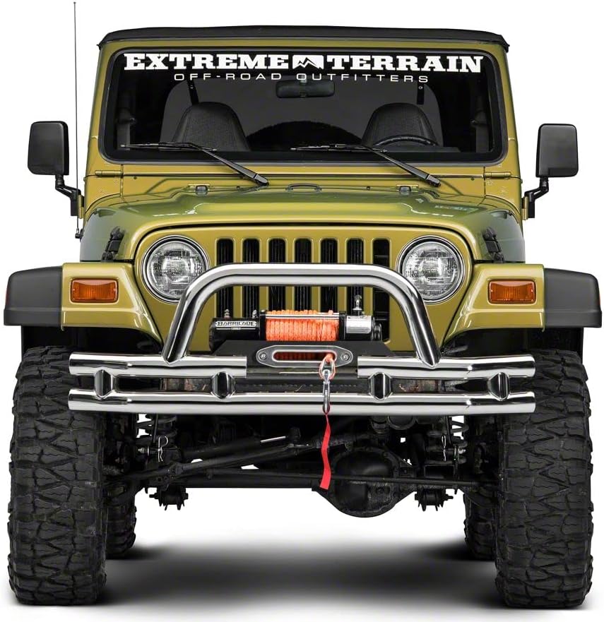 Polished Double Tubular Front Bumper with Winch Cutout F858487
