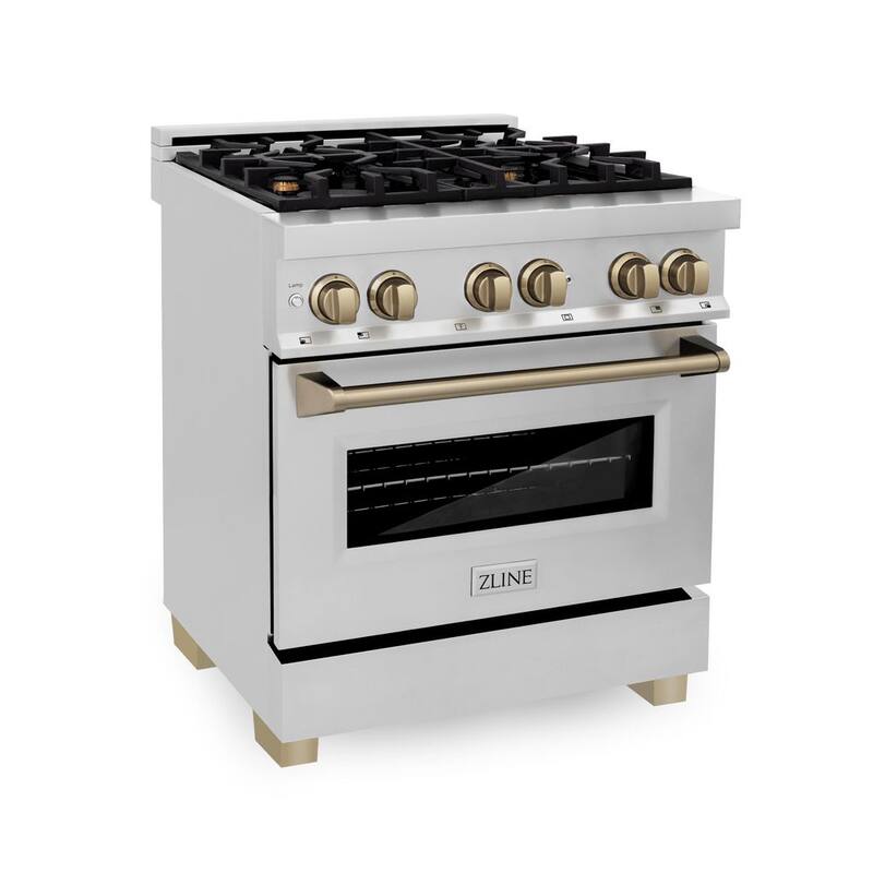 30 in. 4 Burner Dual Fuel Range Stainless Steel Champagne Bronze X261