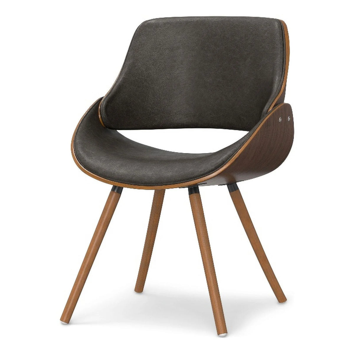 Brown Wood & Faux Leather Dining Chair A1221
