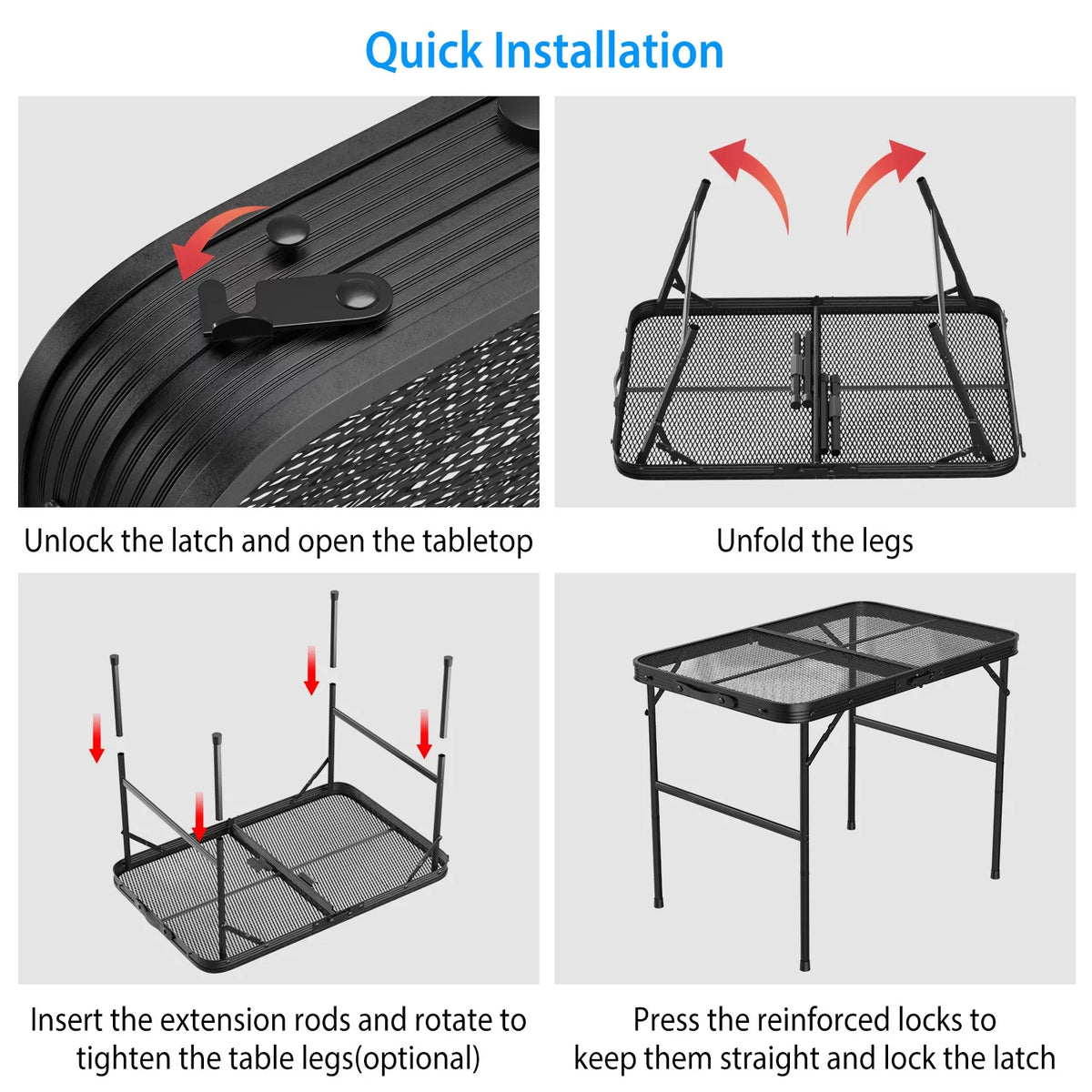 Folding Camping Grill Table with Mesh Desktop C4526