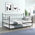 Twin Size Black Metal Daybed with Trundle W845420