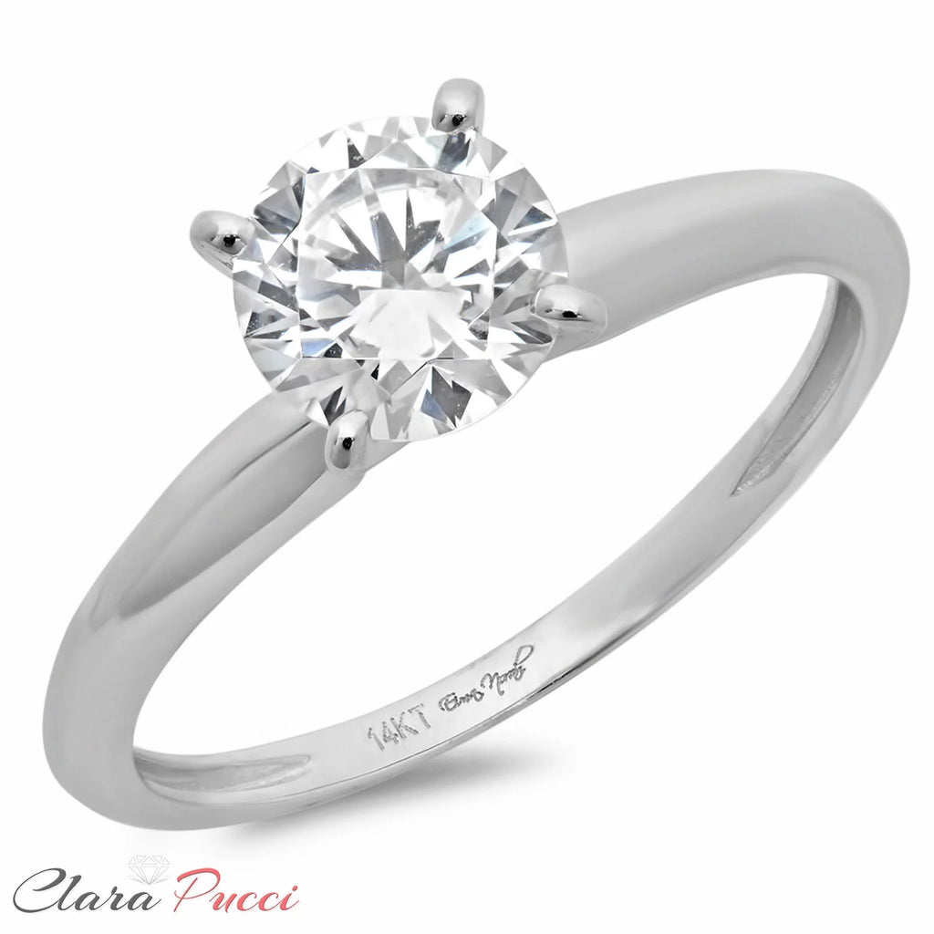 1.5ct Round Cut Clear Lab Created Moissanite 18k White Gold Solitaire Ring Size 3.5 G203618
