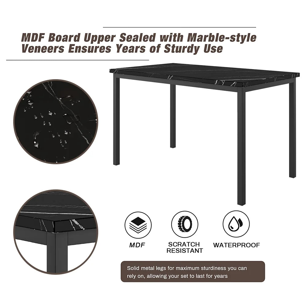 7 Piece Faux Marble Dining Table & Chair Set L91176