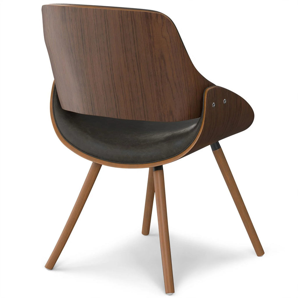 Brown Wood & Faux Leather Dining Chair A1221