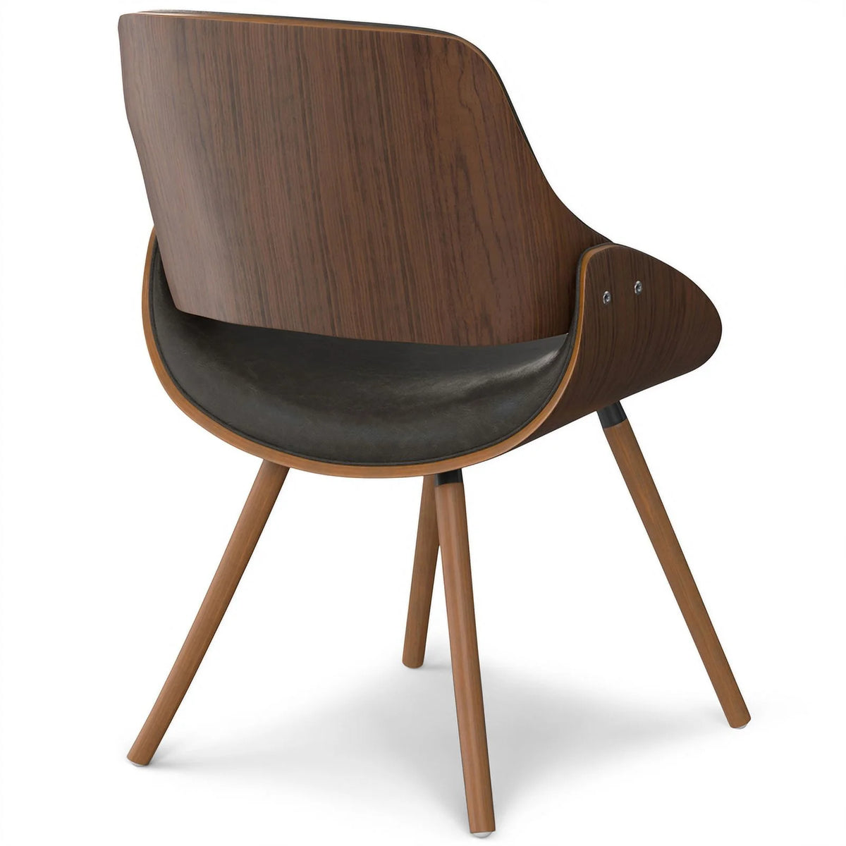 Brown Wood & Faux Leather Dining Chair A1221