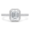 1.5 CTW Emerald Diamond Radiant Halo Engagement Ring in 14K White Gold O391