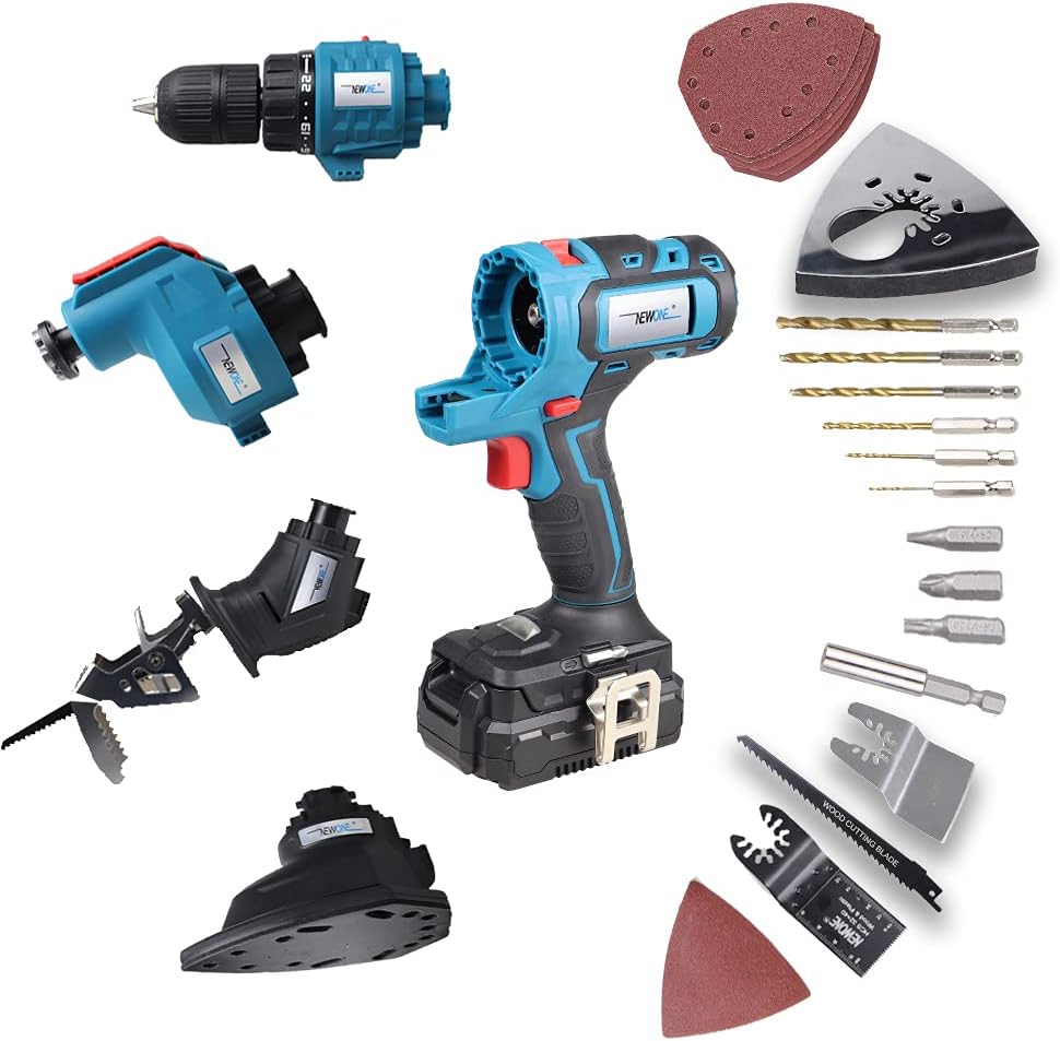 20V MAX Power Tool Combo Kit with Case, 4-Tool Attachments Drill, Reciprocating Saw, Oscillating Tool, Sander I837