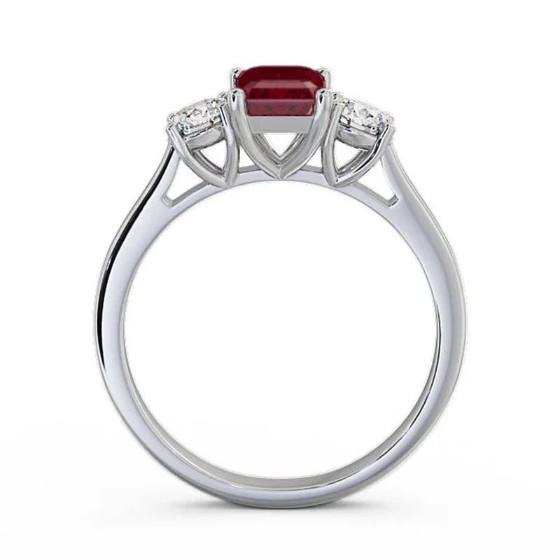 14K White Gold Three Stone Ring T81458