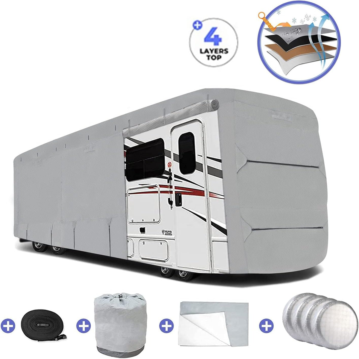 Thick 4 Layers Waterproof Travel Trailer Cover H91684
