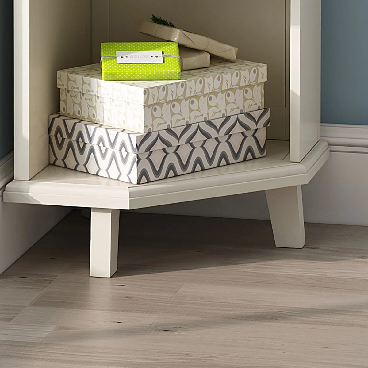 5-Layer Cube Corner Bookshelf Solid Wood Corner Bookcase White F723244
