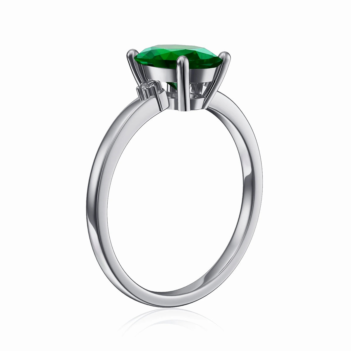Emerald Engagement Ring 925 Sterling Silver Oval Cut Lab Grown Emerald Wedding Band Z98981
