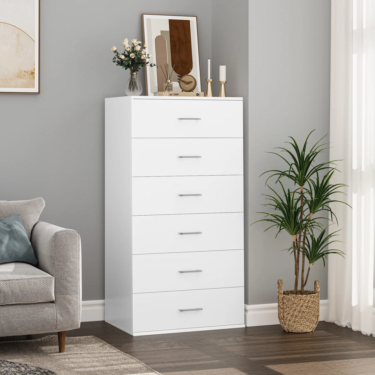 White 6 Drawer Wood Dresser V378