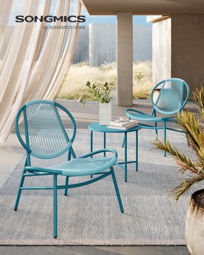 Lake Blue 3 Pieces Patio Furniture Set with Side Table and 2 Chairs D892