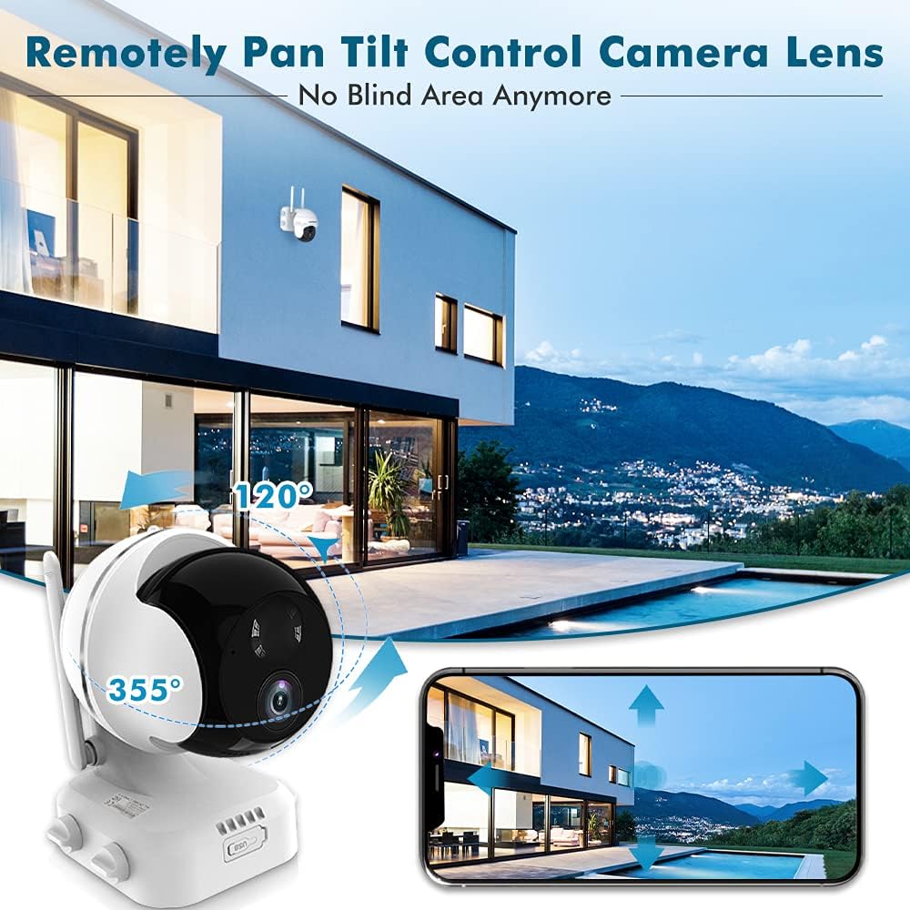 Wireless WiFi Pan Tilt 360° View Solar Powered Security Camera H49834