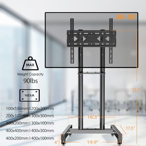 Mobile TV Stand with Wheels for 26-60 Inch Flat Curved TVs C293