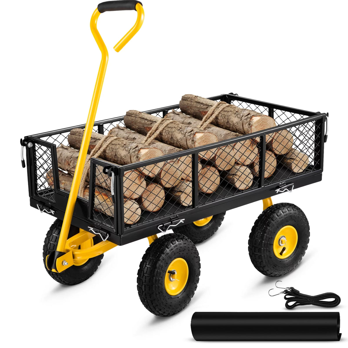 Steel Garden Cart 900 lbs Capacity with Removable Mesh Sides U747