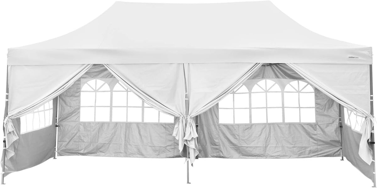 10x20 Ft Pop up Canopy Tent with Sidewalls and Windows Red Y9860