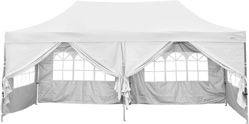 10x20 Ft Pop up Canopy Tent with Sidewalls and Windows Red Y9860