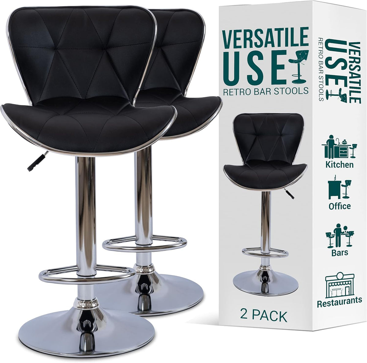 Adjustable Bar Stools Set of 2 Grey U4476