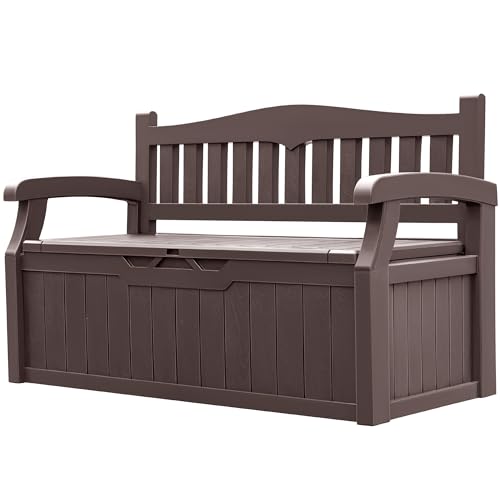 80 Gallon Outdoor Storage Bench Resin Patio Furniture Dark Black D6432
