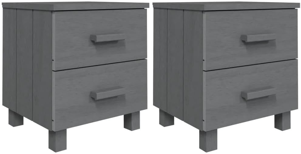 Solid Wood Bedside Cabinets - Dark Gray 2-piece F597723