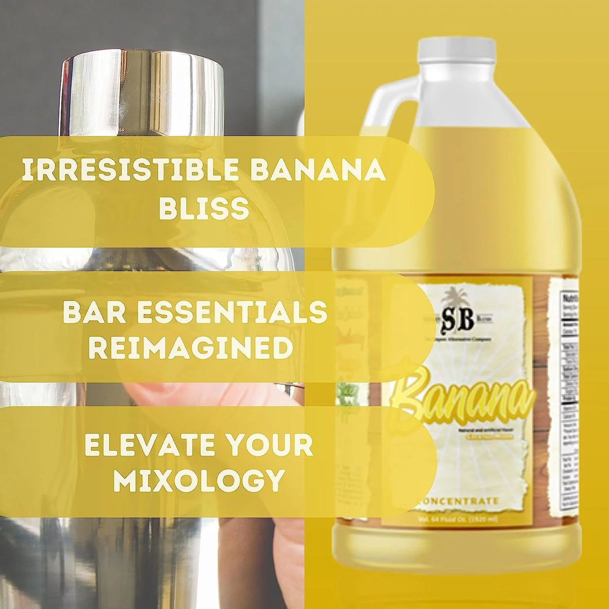 Banana Flavored Syrup Cocktail Mixer Concentrate, 1/2 Gallon Pack of 1 O18699