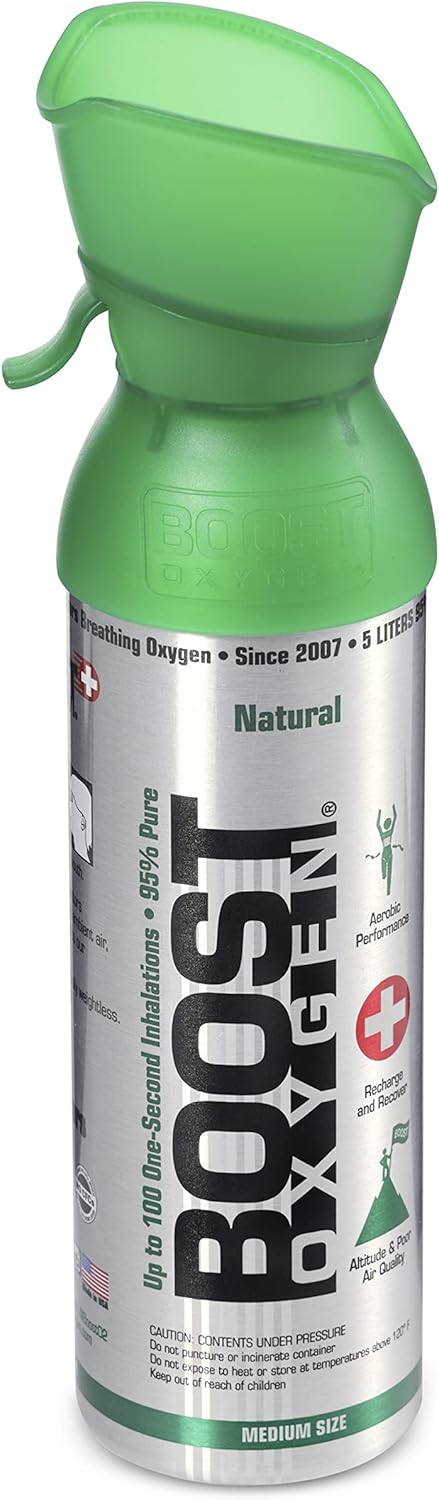 5 Liter Natural Pure Canned Supplemental Oxygen Bottle with Built In Mouthpiece (9 Pack) H281059