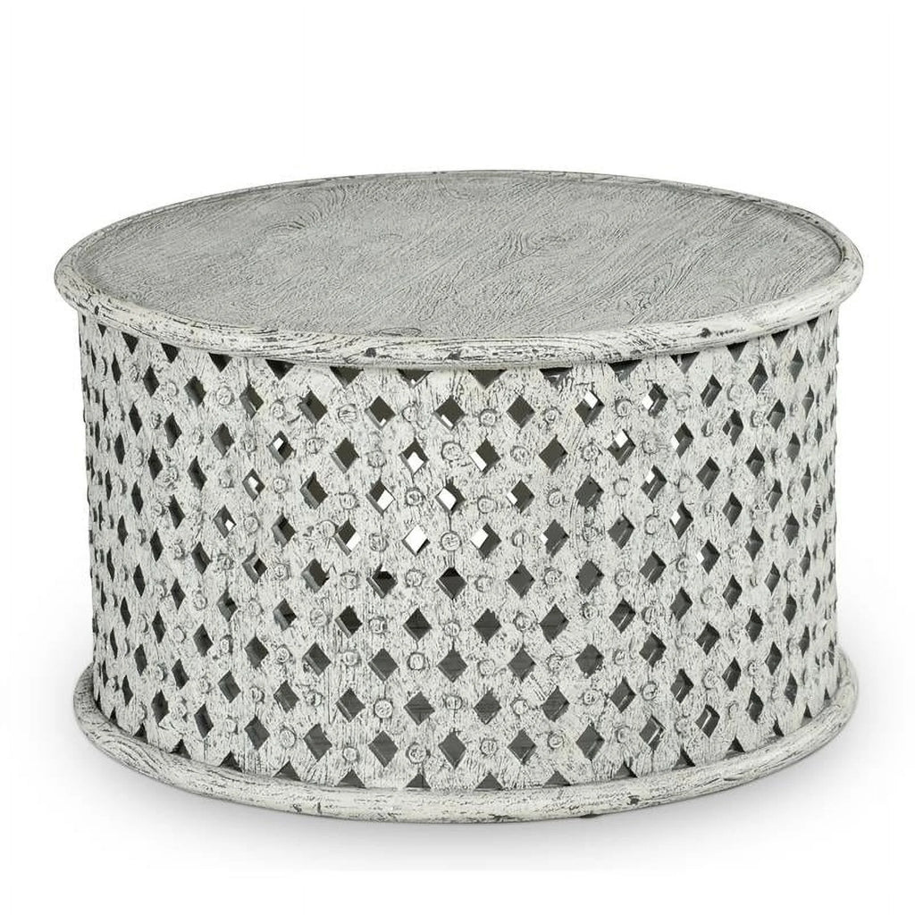 White Round Wood Cocktail Table Q637