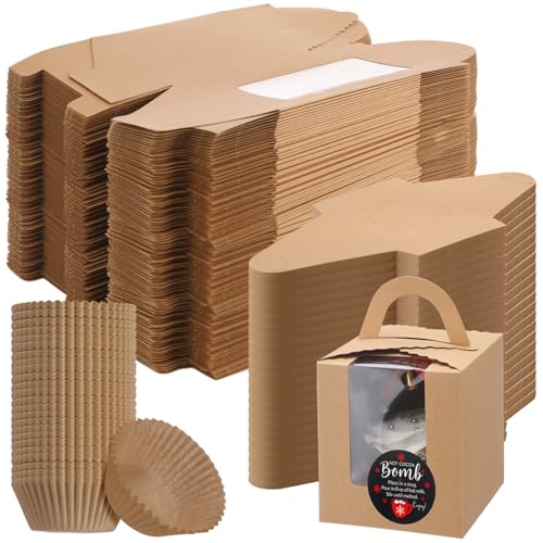 100 Set Christmas Cupcake Boxes with Window E72572