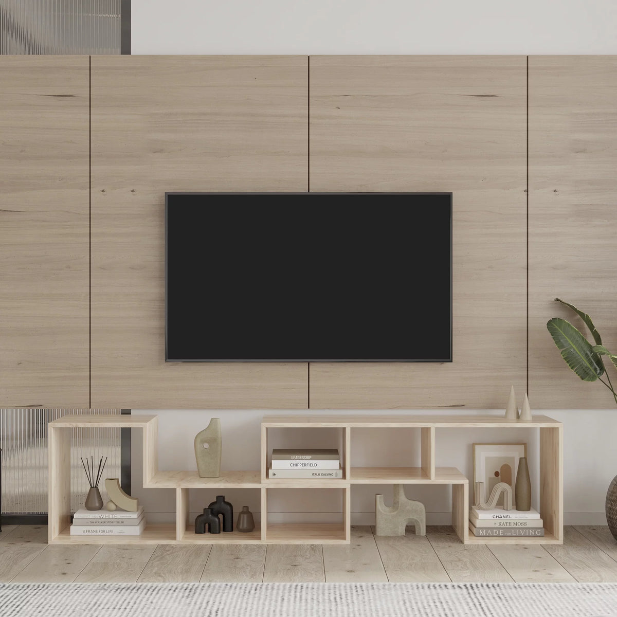 Oak L-Shaped Display Shelf Bookcase T611