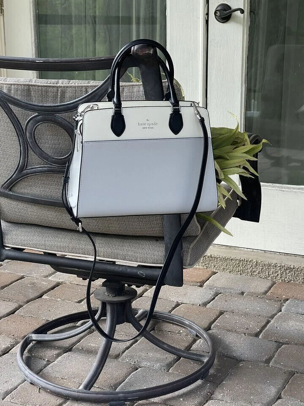 Grey Colorblock Leather Satchel Bag T40409