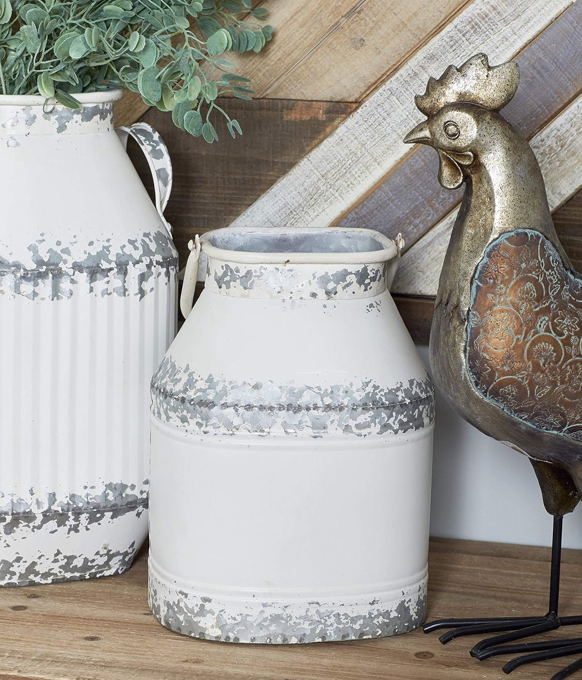 White Decorative Milk Can Pack of 2 T5955