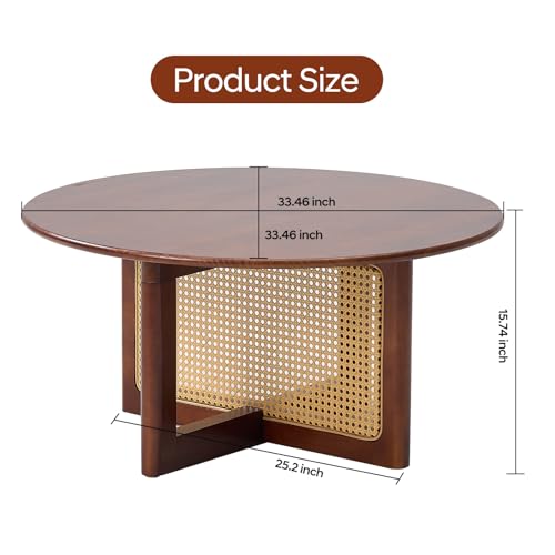 33 Inch Solid Wood Rattan Coffee Table X6477