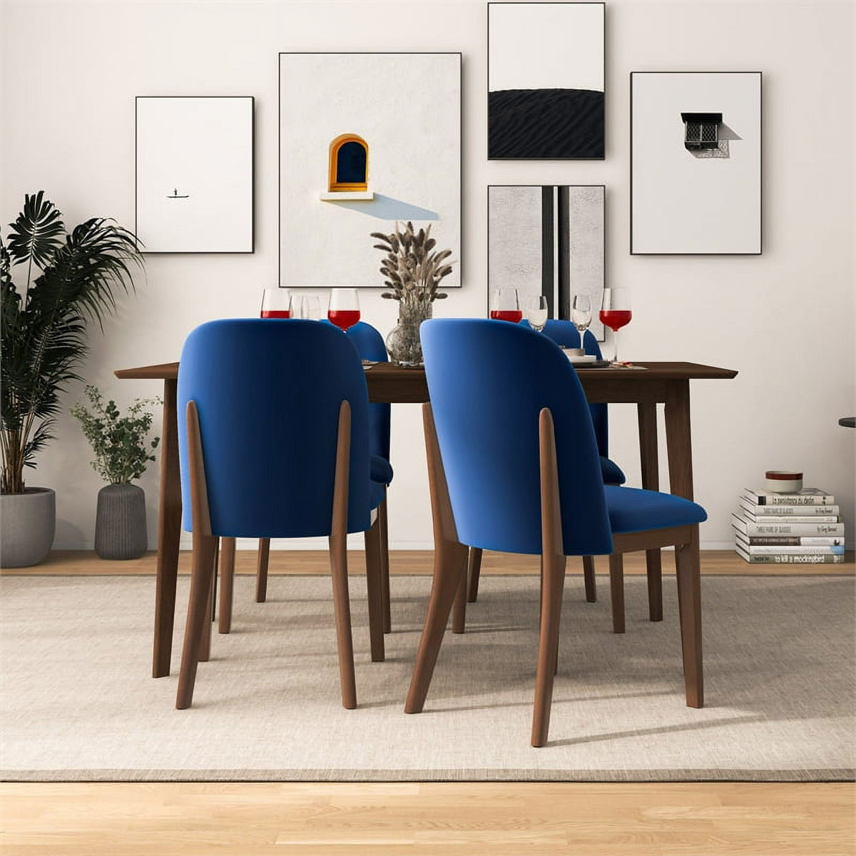 Velvet Dining Chair in Navy Blue (Set of 2) G837145