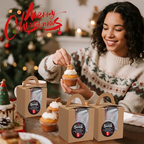 100 Set Christmas Cupcake Boxes with Window E72572