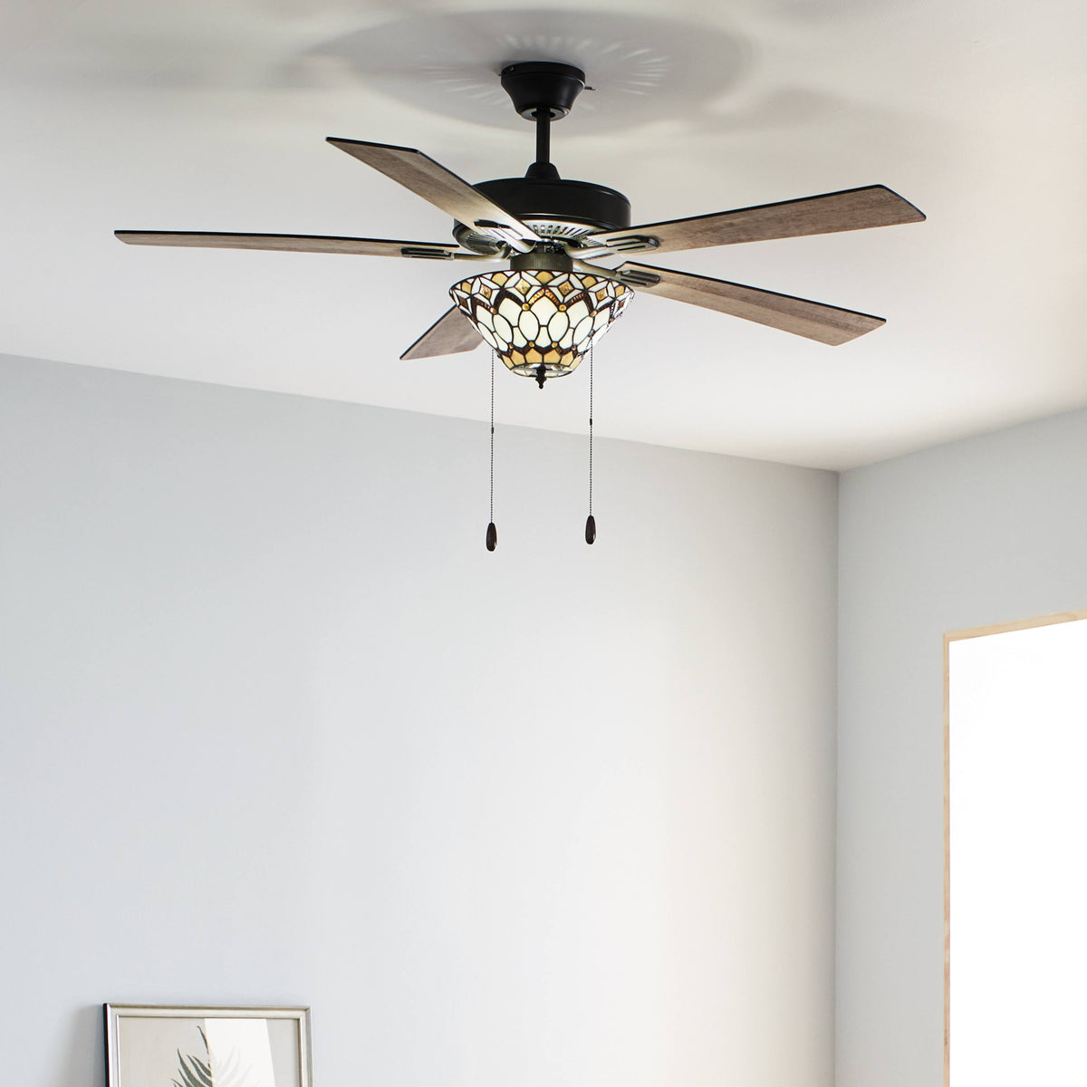 52x22 5-Blade LED Stained Glass Lighted Ceiling Fan G976