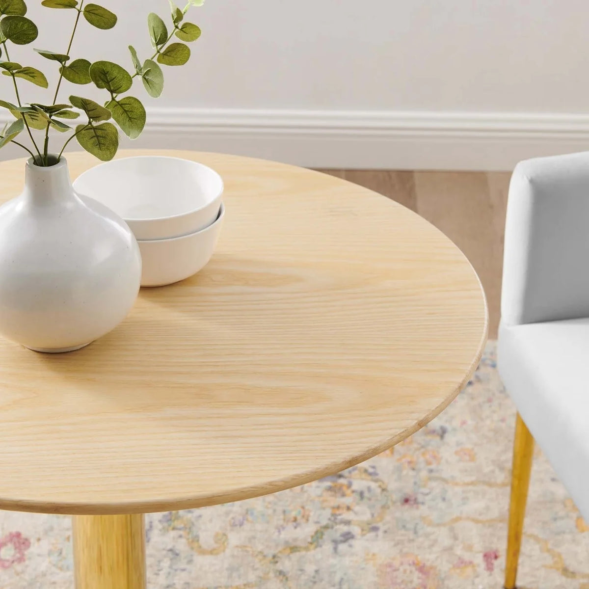 28" Round Wood & Metal Dining Table F39367