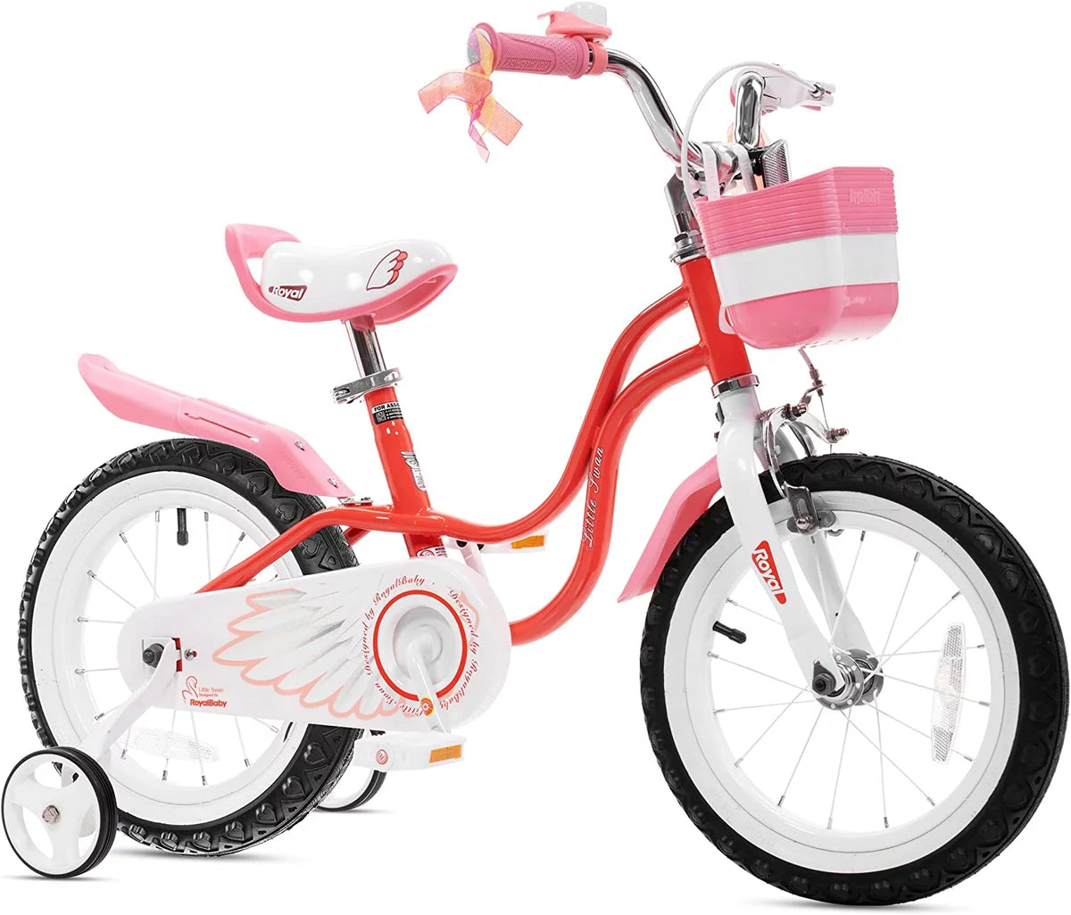 Red 14 Girl's Bicycle with Training Wheels and Basket G848