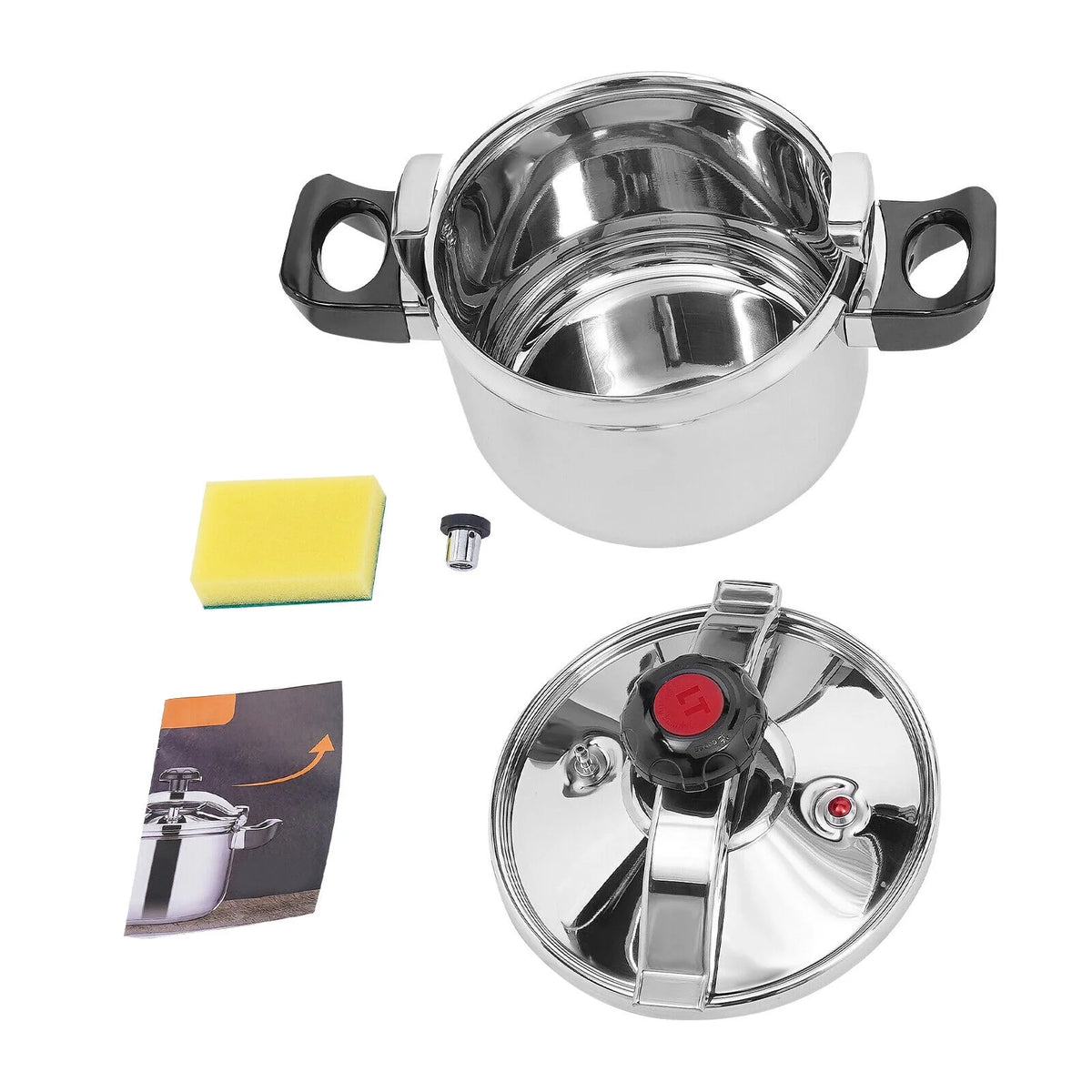4.5QT Round Stainless Steel Pressure Cooker Cookware Z576945
