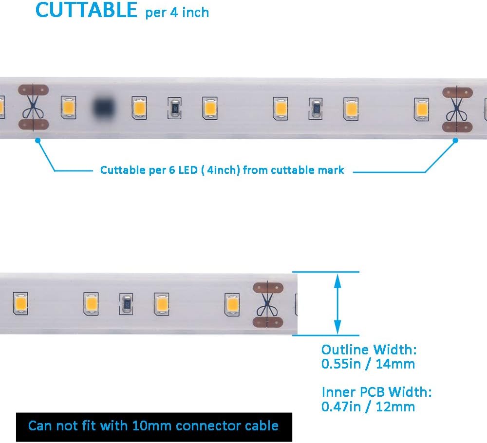 120V Dimmable LED Strip Light, Waterproof IP65, Cool White 6000K, Pack of 2 K7792