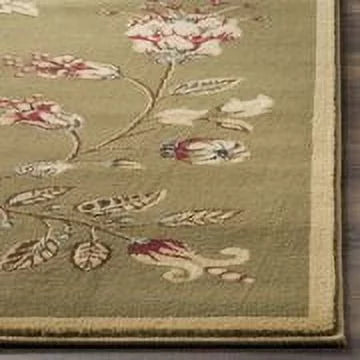 Green Multi Floral Border Area Rug 6'7" x 9'6" Z956