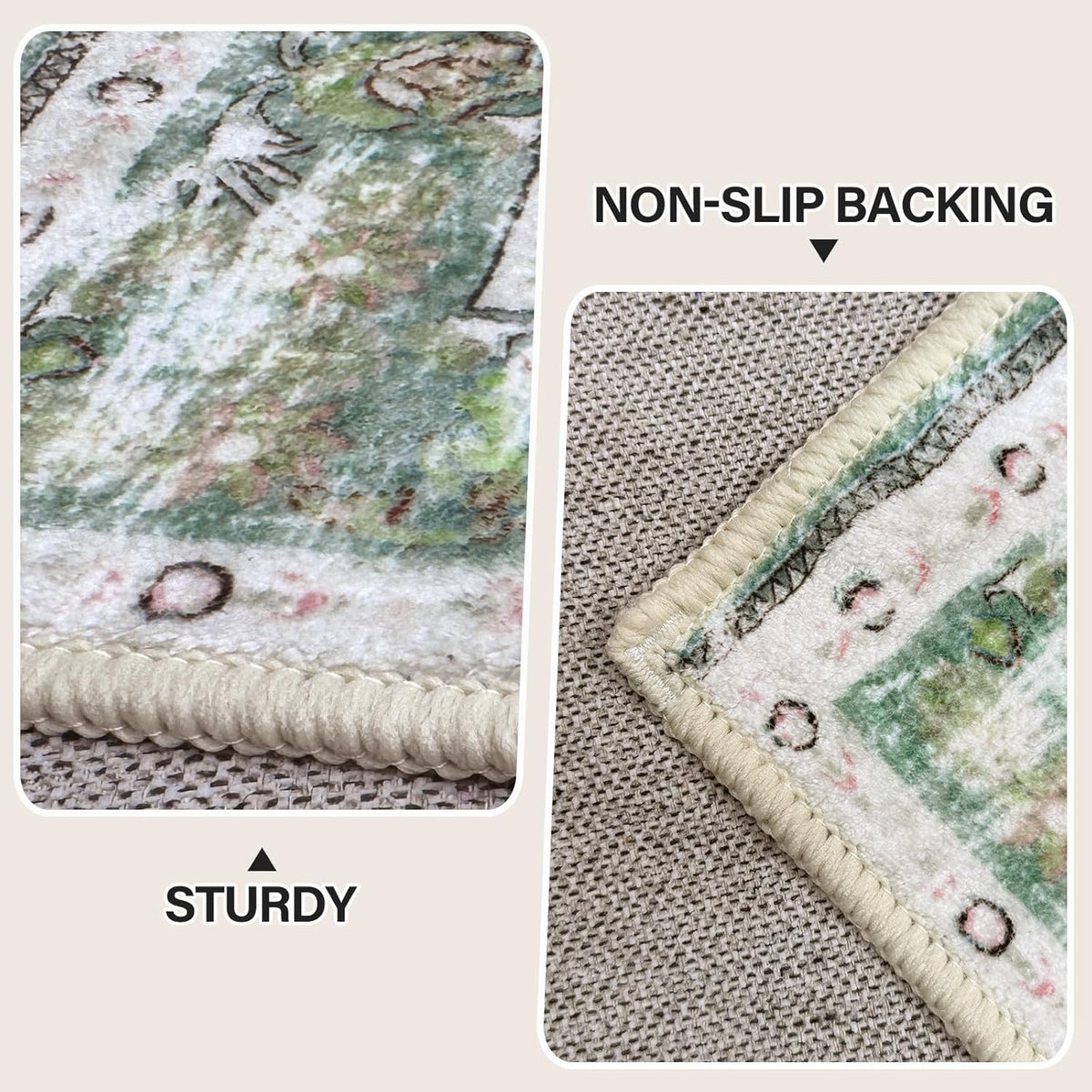 Sage Green 5×7 Washable Area Rug D37413