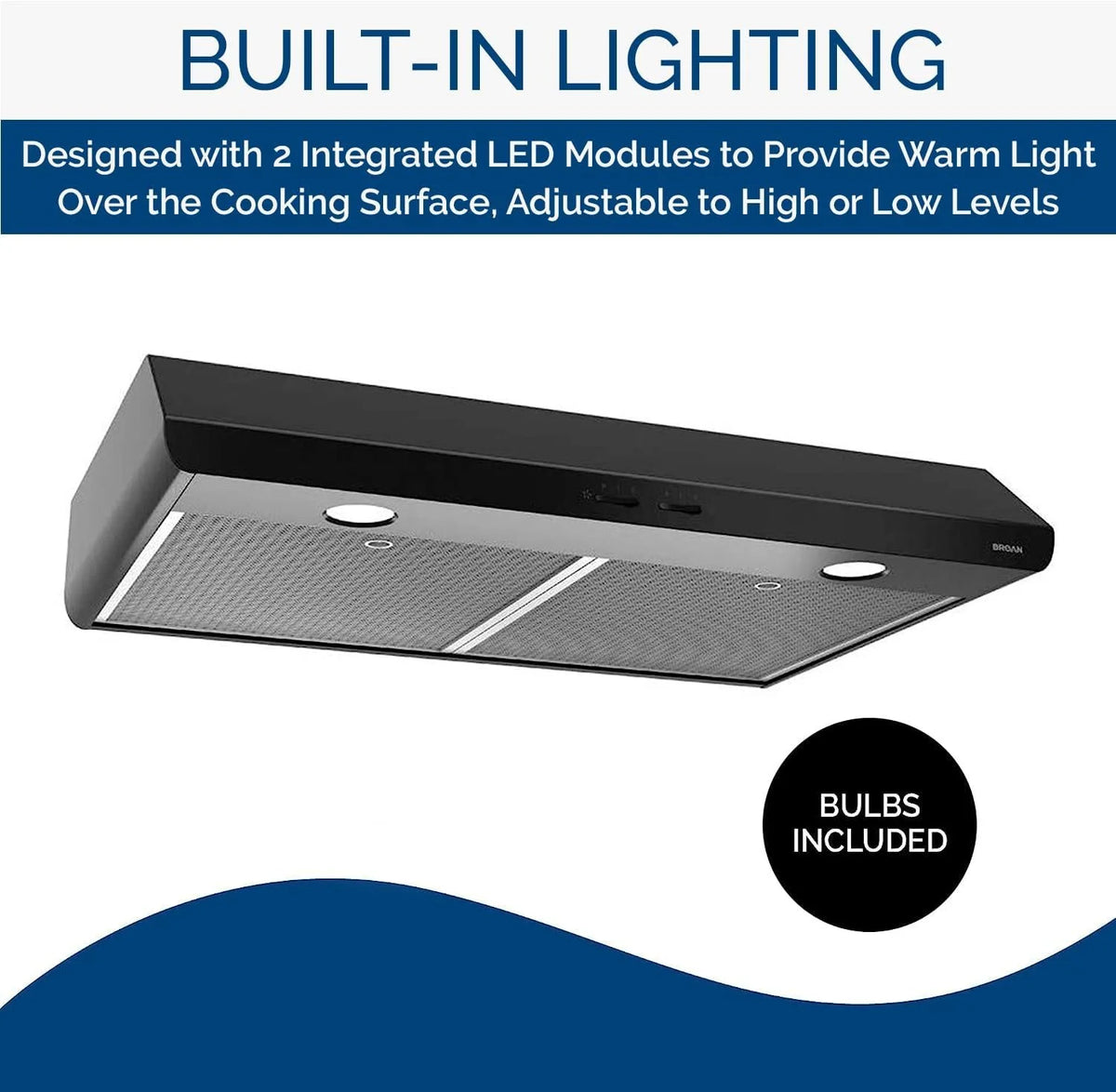 30-inch Under-Cabinet Convertible Range Hood with 2-Speed Exhaust Fan and Light, Black N4435